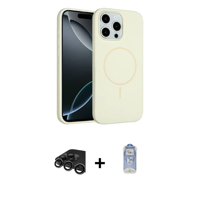 MARSİLYAN™- iPhone 15 Pro Max Kılıf Yankı Form Serisi - Siyah Joko Magic 5D Cam + Raze Metal Kamera Lens - TMGI