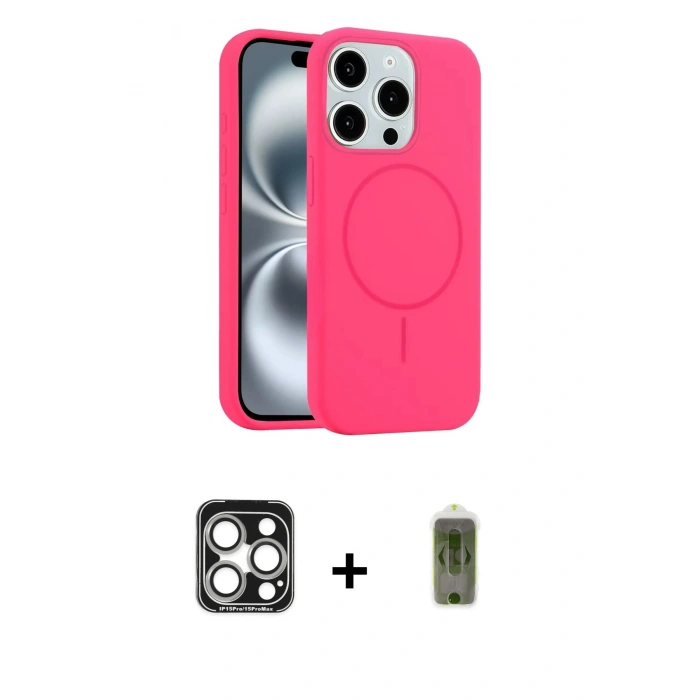 MARSİLYAN™- iPhone 15 Pro Max Kılıf Yankı Form Serisi - Siyah Joko Magic 5D Hayalet Cam + PVD Metal Kamera Lens - GS