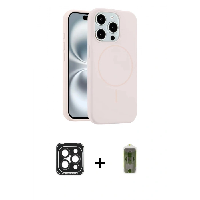 MARSİLYAN™- iPhone 15 Pro Max Kılıf Yankı Form Serisi - Siyah Joko Magic 5D Hayalet Cam + PVD Metal Kamera Lens - SH