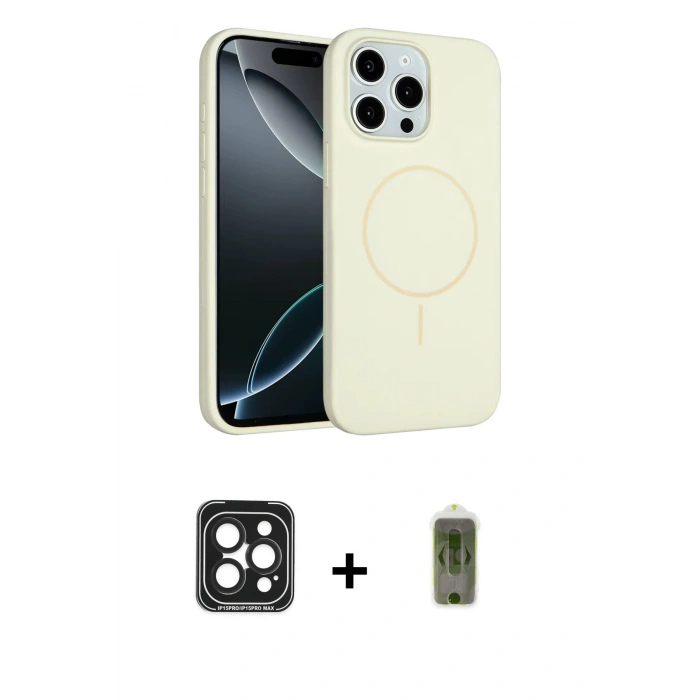 MARSİLYAN™- iPhone 15 Pro Max Kılıf Yankı Form Serisi - Siyah Joko Magic 5D Hayalet Cam + PVD Metal Kamera Lens - SH