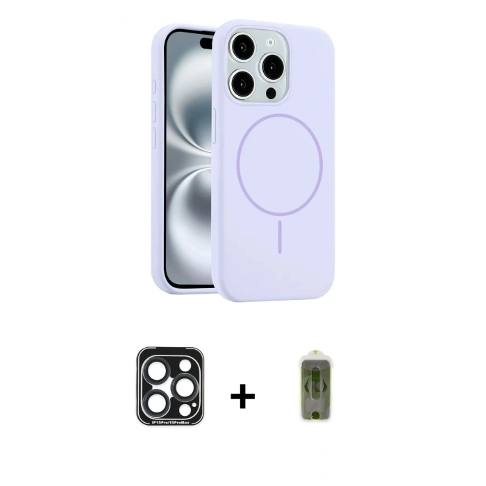 MARSİLYAN™- iPhone 15 Pro Max Kılıf Yankı Form Serisi - Siyah Joko Magic 5D Hayalet Cam + PVD Metal Kamera Lens - LT