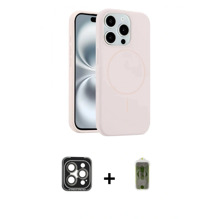 MARSİLYAN™- iPhone 15 Pro Max Kılıf Yankı Form Serisi - Siyah Joko Magic 5D Hayalet Cam + PVD Metal Kamera Lens - GI