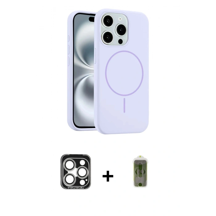 MARSİLYAN™- iPhone 15 Pro Max Kılıf Yankı Form Serisi - Siyah Joko Magic 5D Hayalet Cam + PVD Metal Kamera Lens - GS