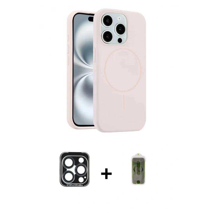 MARSİLYAN™- iPhone 15 Pro Max Kılıf Yankı Form Serisi - Siyah Joko Magic 5D Hayalet Cam + PVD Metal Kamera Lens - LT