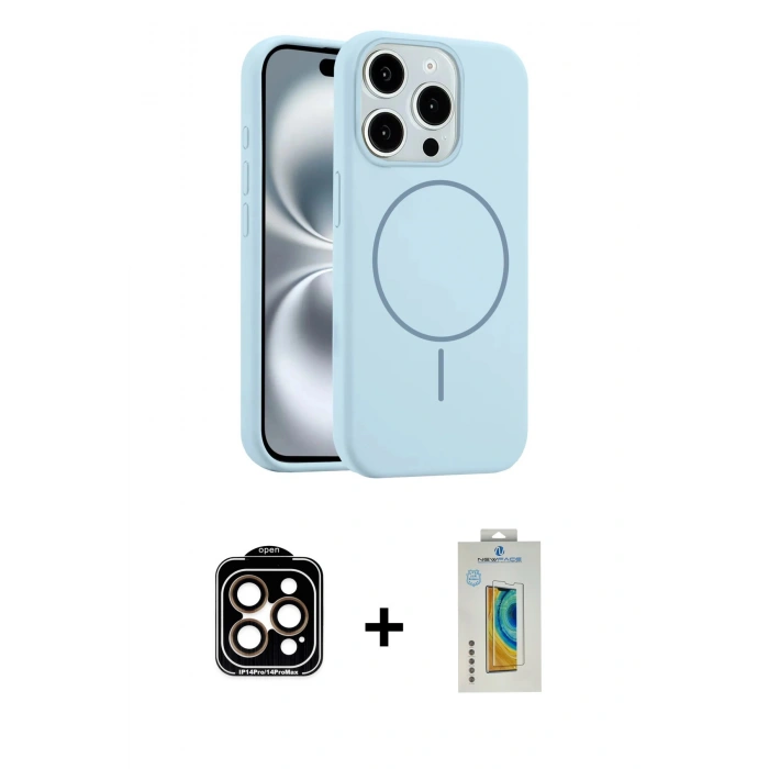 MARSİLYAN™- iPhone 15 Pro Max Kılıf Yankı Form Serisi - Siyah Polymer Nano Ekran Koruyucu + PVD Metal Kamera Lens - TU