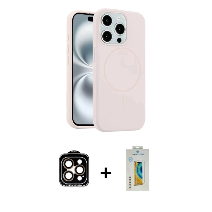 MARSİLYAN™- iPhone 15 Pro Max Kılıf Yankı Form Serisi - Siyah Polymer Nano Ekran Koruyucu + PVD Metal Kamera Lens - TU