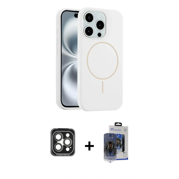 MARSİLYAN™- iPhone 15 Pro Max Kılıf Yankı Form Serisi - Siyah Vanessa Magic Cam + PVD Metal Kamera Lens - GI