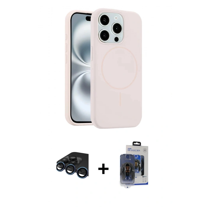 MARSİLYAN™- iPhone 15 Pro Max Kılıf Yankı Form Serisi - Siyah Vanessa Magic Cam + Raze Metal Kamera Lens - LT
