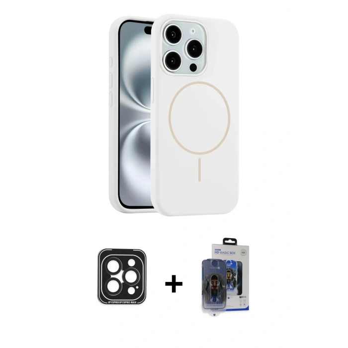 MARSİLYAN™- iPhone 15 Pro Max Kılıf Yankı Form Serisi - Siyah Vanessa Magic Cam + PVD Metal Kamera Lens - SH