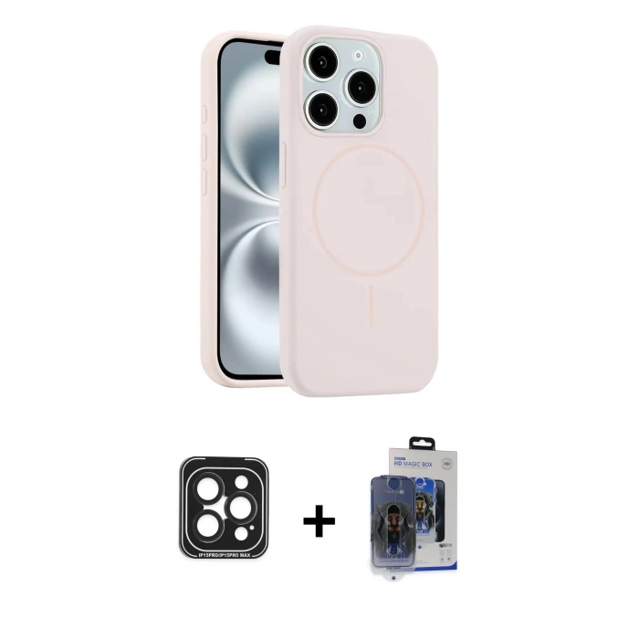 MARSİLYAN™- iPhone 15 Pro Max Kılıf Yankı Form Serisi - Siyah Vanessa Magic Cam + PVD Metal Kamera Lens - SH