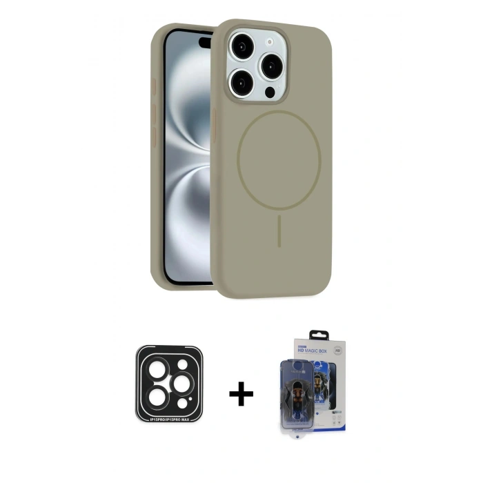 MARSİLYAN™- iPhone 15 Pro Max Kılıf Yankı Form Serisi - Siyah Vanessa Magic Cam + PVD Metal Kamera Lens - SH