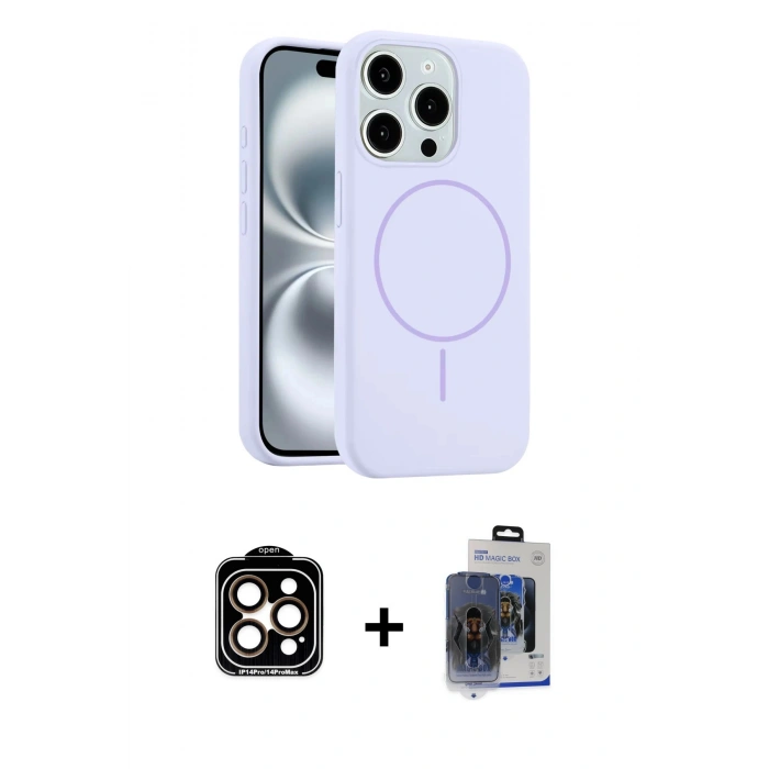 MARSİLYAN™- iPhone 15 Pro Max Kılıf Yankı Form Serisi - Siyah Vanessa Magic Cam + PVD Metal Kamera Lens - TU