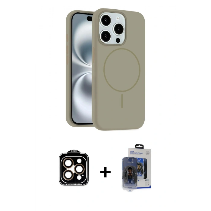 MARSİLYAN™- iPhone 15 Pro Max Kılıf Yankı Form Serisi - Siyah Vanessa Magic Cam + PVD Metal Kamera Lens - TU