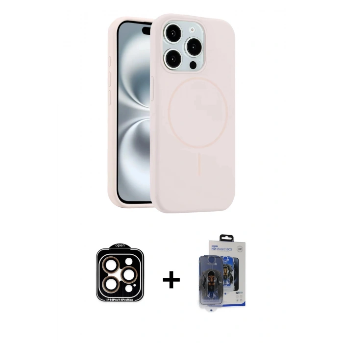 MARSİLYAN™- iPhone 15 Pro Max Kılıf Yankı Form Serisi - Siyah Vanessa Magic Cam + PVD Metal Kamera Lens - TU