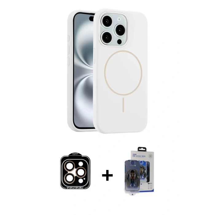 MARSİLYAN™- iPhone 15 Pro Max Kılıf Yankı Form Serisi - Siyah Vanessa Magic Cam + PVD Metal Kamera Lens - TU