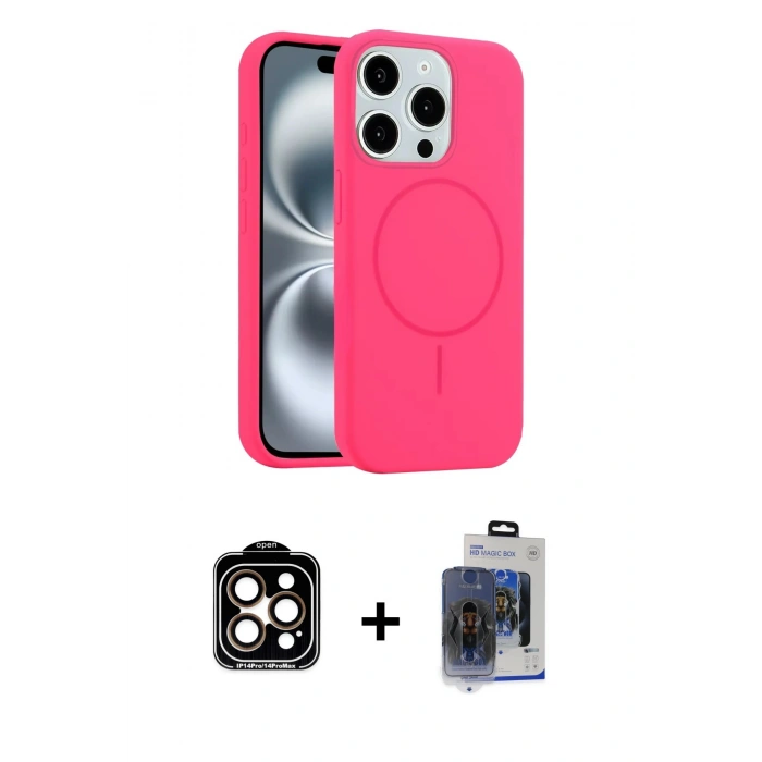 MARSİLYAN™- iPhone 15 Pro Max Kılıf Yankı Form Serisi - Siyah Vanessa Magic Cam + PVD Metal Kamera Lens - TU