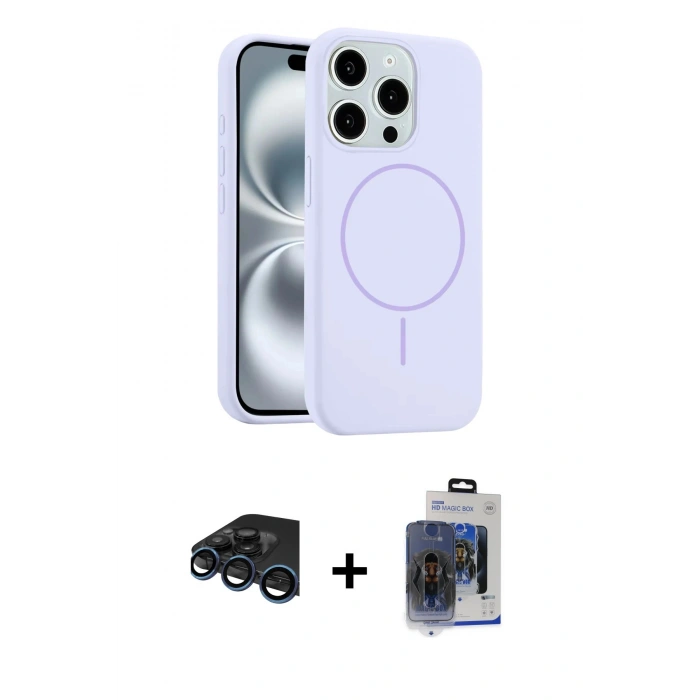 MARSİLYAN™- iPhone 15 Pro Max Kılıf Yankı Form Serisi - Siyah Vanessa Magic Cam + Raze Metal Kamera Lens - LT