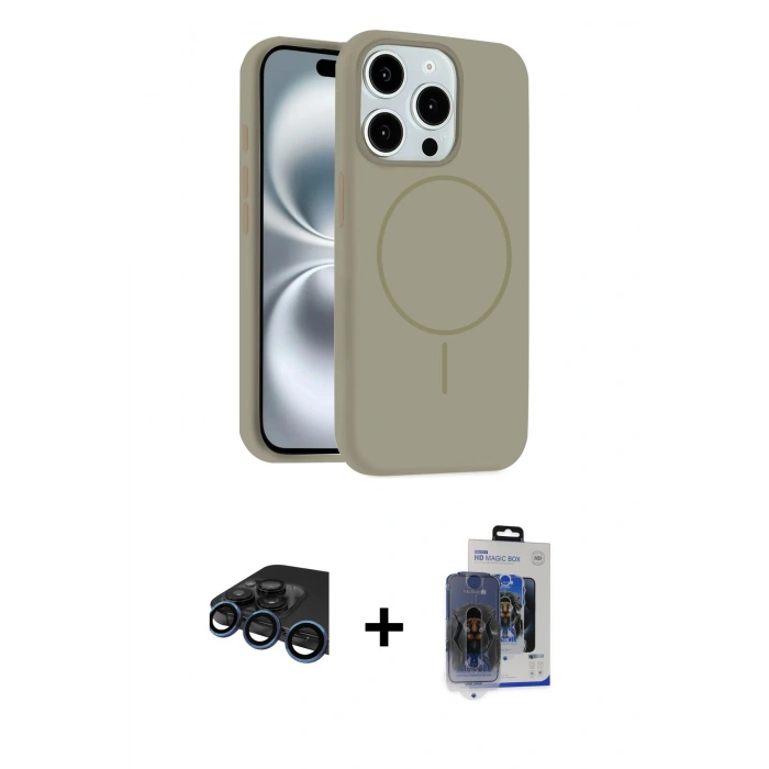 MARSİLYAN™- iPhone 15 Pro Max Kılıf Yankı Form Serisi - Siyah Vanessa Magic Cam + Raze Metal Kamera Lens - LT