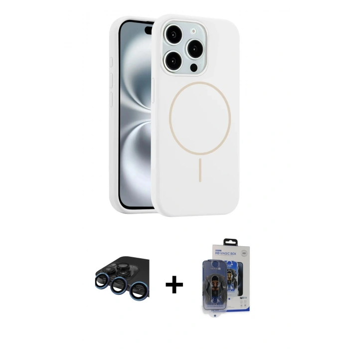 MARSİLYAN™- iPhone 15 Pro Max Kılıf Yankı Form Serisi - Siyah Vanessa Magic Cam + Raze Metal Kamera Lens - LT