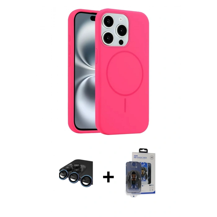 MARSİLYAN™- iPhone 15 Pro Max Kılıf Yankı Form Serisi - Siyah Vanessa Magic Cam + Raze Metal Kamera Lens - LT