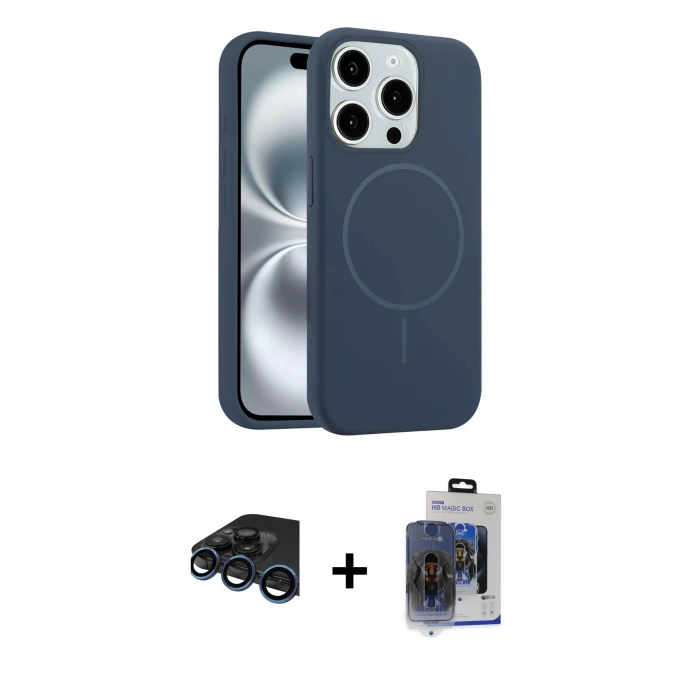 MARSİLYAN™- iPhone 15 Pro Max Kılıf Yankı Form Serisi - Siyah Vanessa Magic Cam + Raze Metal Kamera Lens - LT