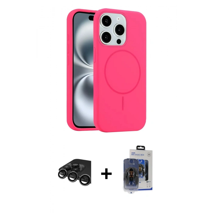MARSİLYAN™- iPhone 15 Pro Max Kılıf Yankı Form Serisi - Siyah Vanessa Magic Cam + Raze Metal Kamera Lens - TMGI
