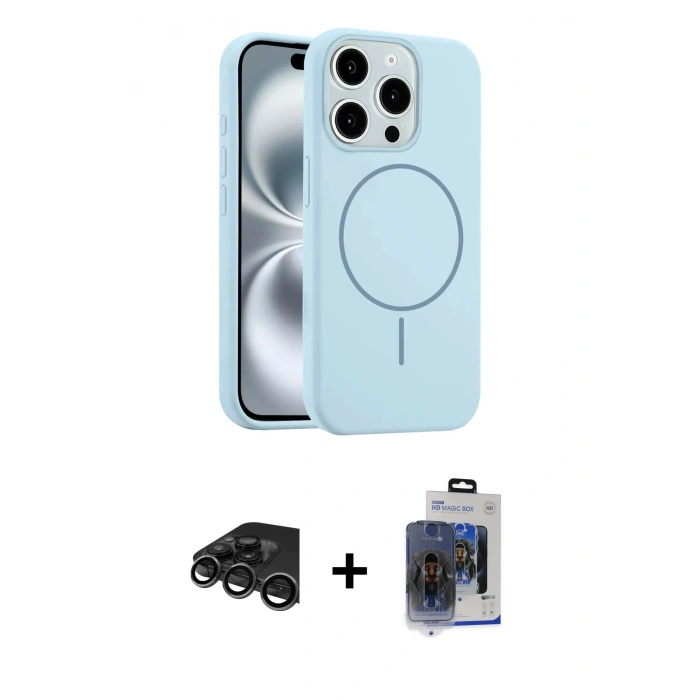 MARSİLYAN™- iPhone 15 Pro Max Kılıf Yankı Form Serisi - Siyah Vanessa Magic Cam + Raze Metal Kamera Lens - TMGI