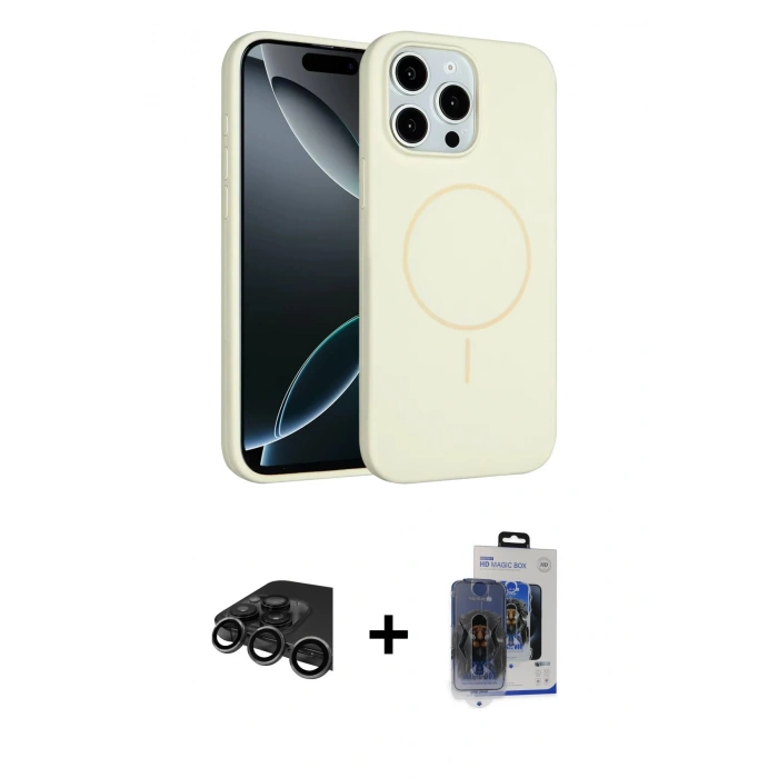 MARSİLYAN™- iPhone 15 Pro Max Kılıf Yankı Form Serisi - Siyah Vanessa Magic Cam + Raze Metal Kamera Lens - TMGI