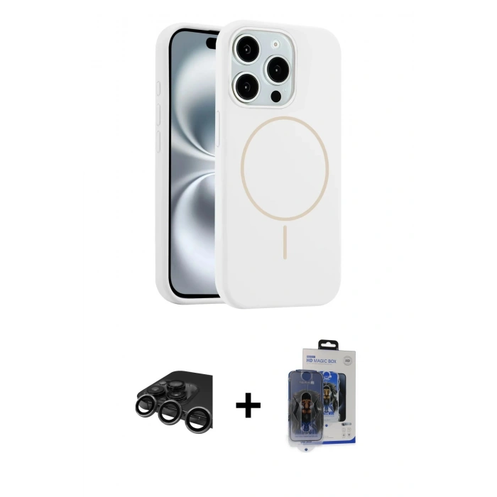 MARSİLYAN™- iPhone 15 Pro Max Kılıf Yankı Form Serisi - Siyah Vanessa Magic Cam + Raze Metal Kamera Lens - TMGI