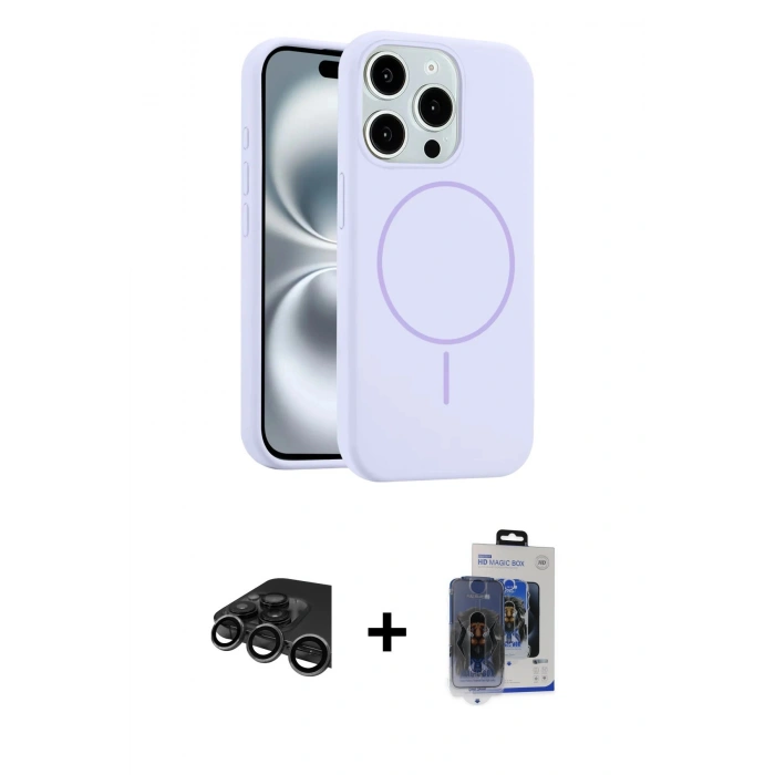MARSİLYAN™- iPhone 15 Pro Max Kılıf Yankı Form Serisi - Siyah Vanessa Magic Cam + Raze Metal Kamera Lens - TMGI