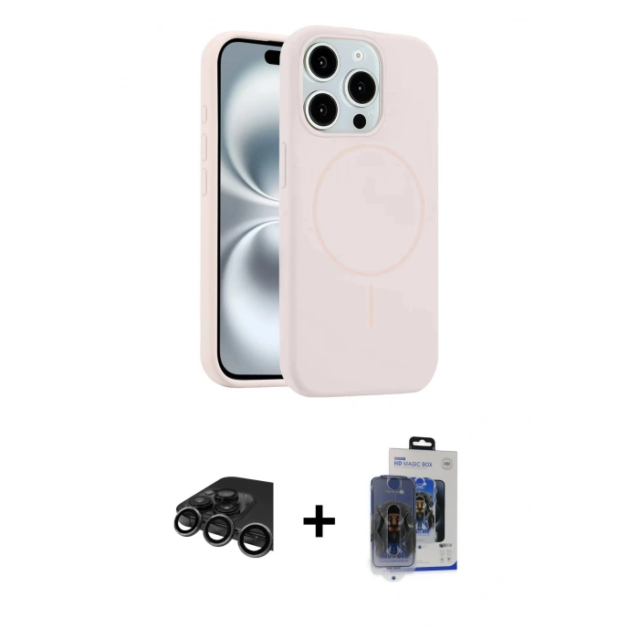 MARSİLYAN™- iPhone 15 Pro Max Kılıf Yankı Form Serisi - Siyah Vanessa Magic Cam + Raze Metal Kamera Lens - TMGI