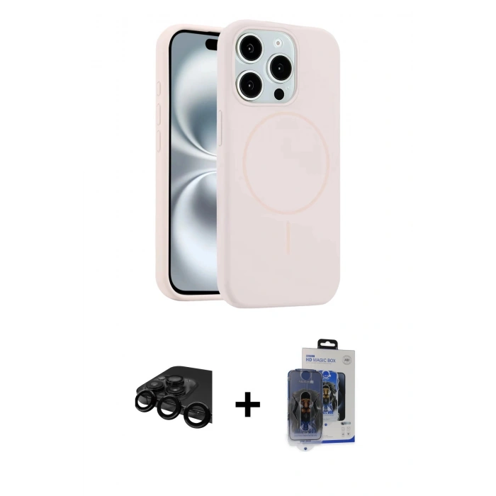 MARSİLYAN™- iPhone 15 Pro Max Kılıf Yankı Form Serisi - Siyah Vanessa Magic Cam + Raze Metal Kamera Lens - SH