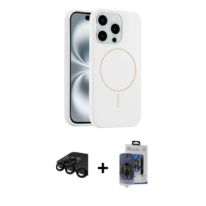 MARSİLYAN™- iPhone 15 Pro Max Kılıf Yankı Form Serisi - Siyah Vanessa Magic Cam + Raze Metal Kamera Lens - SH