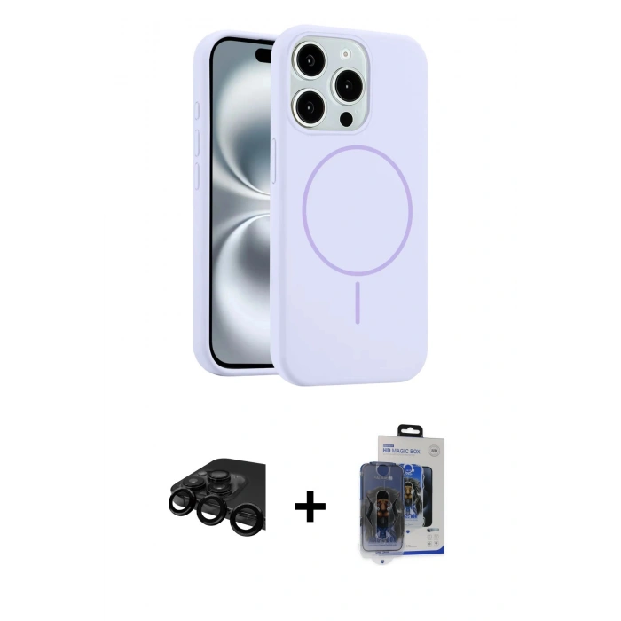 MARSİLYAN™- iPhone 15 Pro Max Kılıf Yankı Form Serisi - Siyah Vanessa Magic Cam + Raze Metal Kamera Lens - SH