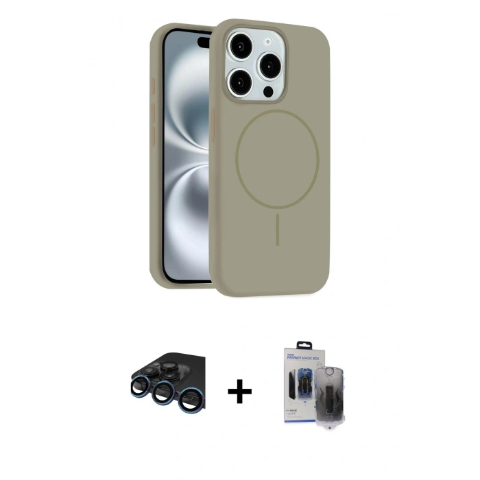 MARSİLYAN™- iPhone 15 Pro Max Kılıf Yankı Form Serisi - Siyah Vanessa Magic Hayalet Cam + Raze Metal Kamera Lens - LT