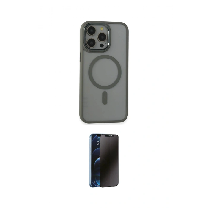 MARSİLYAN™- iPhone 15 Pro Max Kılıf Yankı Işık Özel Seri - Siyah 3D Antistatik Hayalet Cam Ekran Koruyucu