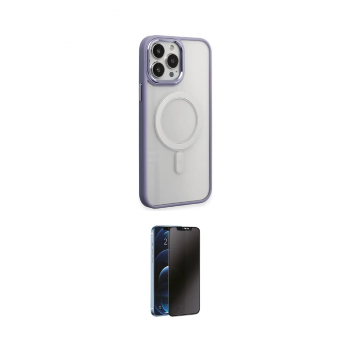 MARSİLYAN™- iPhone 15 Pro Max Kılıf Yankı Işık Özel Seri - Siyah 3D Antistatik Hayalet Cam Ekran Koruyucu