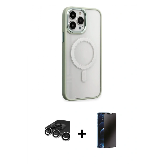 MARSİLYAN™- iPhone 15 Pro Max Kılıf Yankı Işık Özel Seri - Siyah 3D Antistatik Hayalet Cam Ekran Koruyucu + Raze Metal Kamera Lens - GS