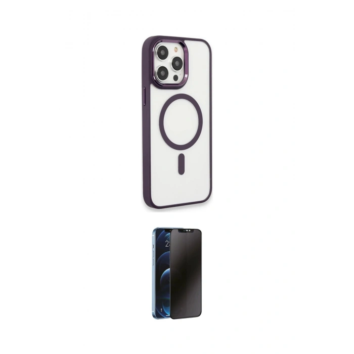 MARSİLYAN™- iPhone 15 Pro Max Kılıf Yankı Işık Özel Seri - Siyah 3D Antistatik Hayalet Cam Ekran Koruyucu