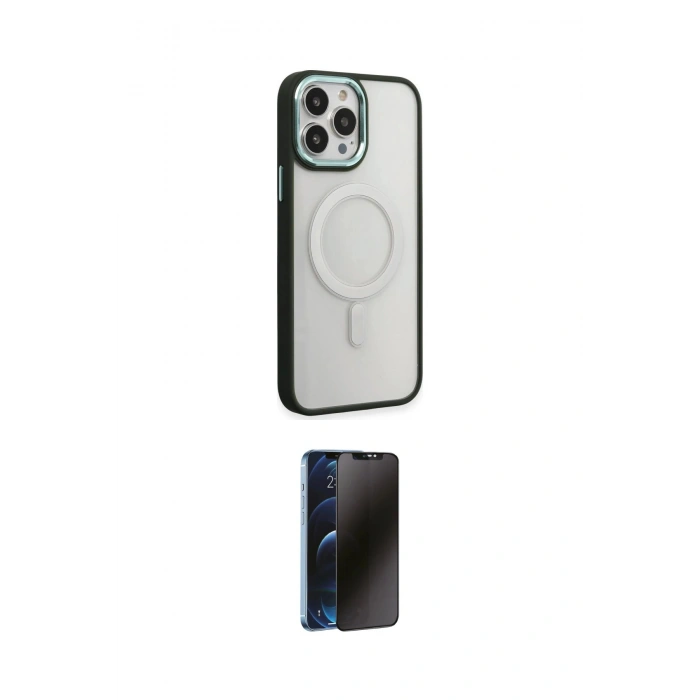 MARSİLYAN™- iPhone 15 Pro Max Kılıf Yankı Işık Özel Seri - Siyah 3D Antistatik Hayalet Cam Ekran Koruyucu