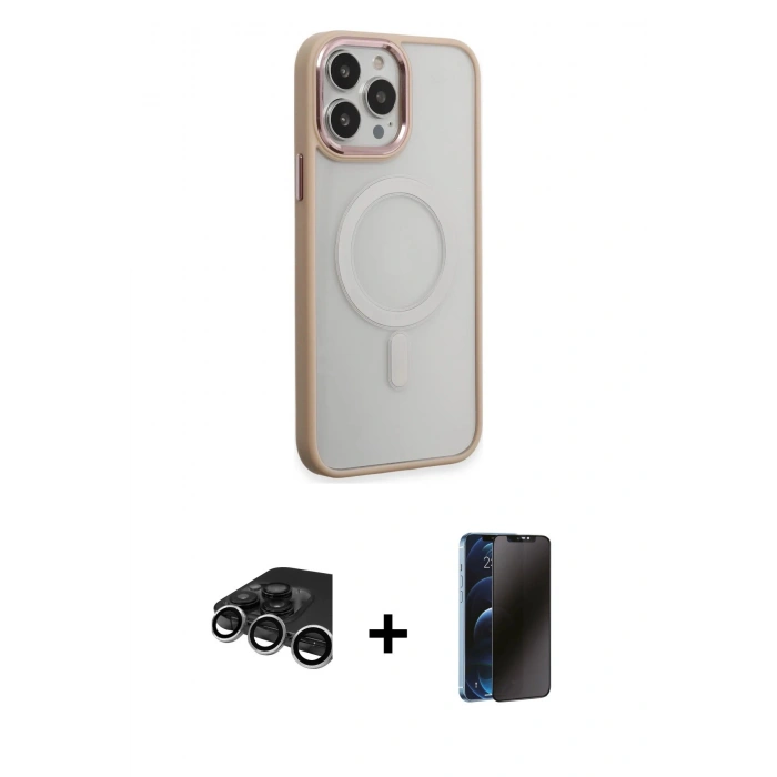 MARSİLYAN™- iPhone 15 Pro Max Kılıf Yankı Işık Özel Seri - Siyah 3D Antistatik Hayalet Cam Ekran Koruyucu + Raze Metal Kamera Lens - GS