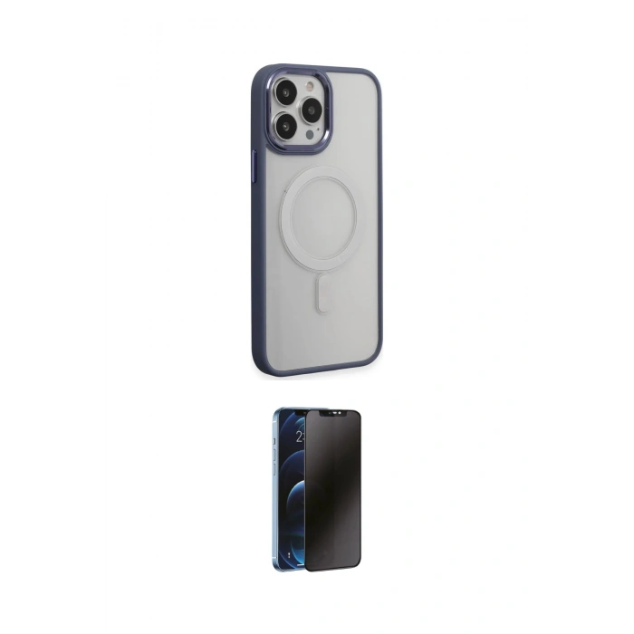 MARSİLYAN™- iPhone 15 Pro Max Kılıf Yankı Işık Özel Seri - Siyah 3D Antistatik Hayalet Cam Ekran Koruyucu