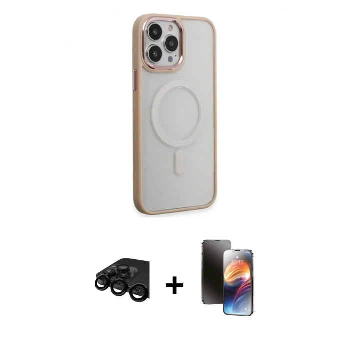 MARSİLYAN™- iPhone 15 Pro Max Kılıf Yankı Işık Özel Seri - Siyah 3D Antistatik Mat Seramik Nano Ekran Koruyucu + Raze Metal Kamera Lens - SH
