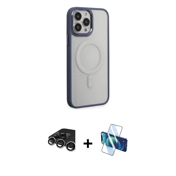 MARSİLYAN™- iPhone 15 Pro Max Kılıf Yankı Işık Özel Seri - Siyah 3D Antistatik Seramik Nano Ekran Koruyucu + Raze Metal Kamera Lens - GS
