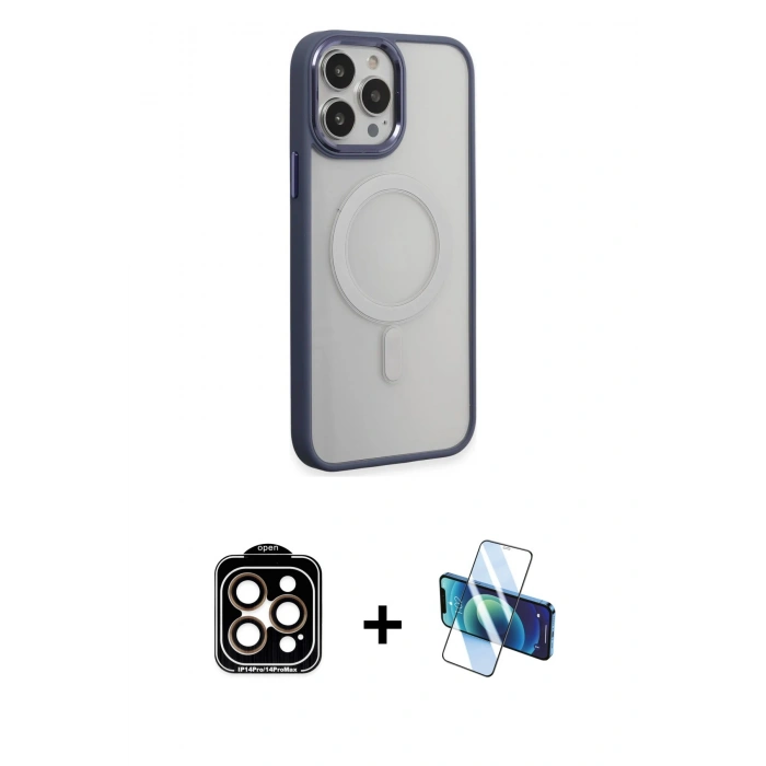 MARSİLYAN™- iPhone 15 Pro Max Kılıf Yankı Işık Özel Seri - Siyah 3D Antistatik Seramik Nano Ekran Koruyucu + PVD Metal Kamera Lens - TU