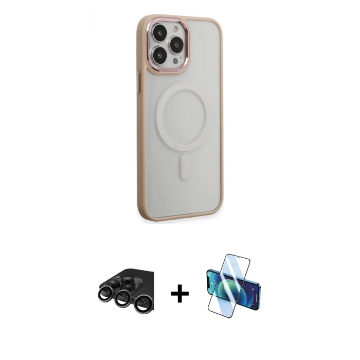 MARSİLYAN™- iPhone 15 Pro Max Kılıf Yankı Işık Özel Seri - Siyah 3D Antistatik Seramik Nano Ekran Koruyucu + Raze Metal Kamera Lens - TMGI