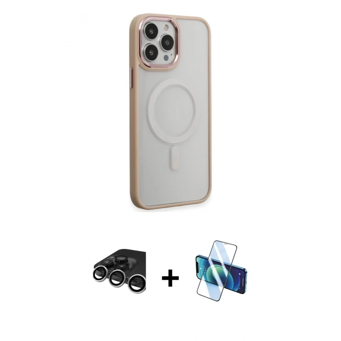 MARSİLYAN™- iPhone 15 Pro Max Kılıf Yankı Işık Özel Seri - Siyah 3D Antistatik Seramik Nano Ekran Koruyucu + Raze Metal Kamera Lens - GS