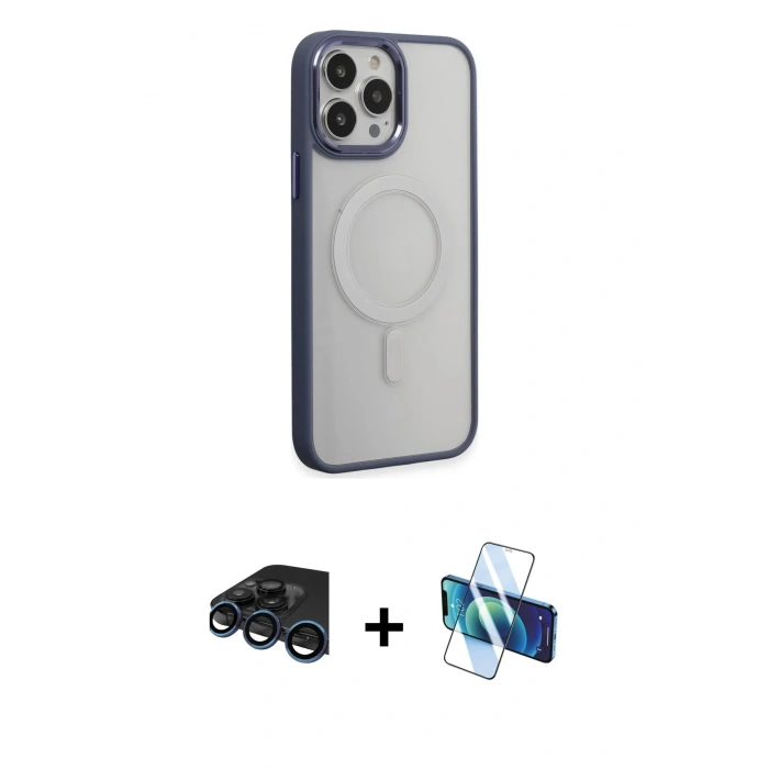 MARSİLYAN™- iPhone 15 Pro Max Kılıf Yankı Işık Özel Seri - Siyah 3D Antistatik Seramik Nano Ekran Koruyucu + Raze Metal Kamera Lens - LT