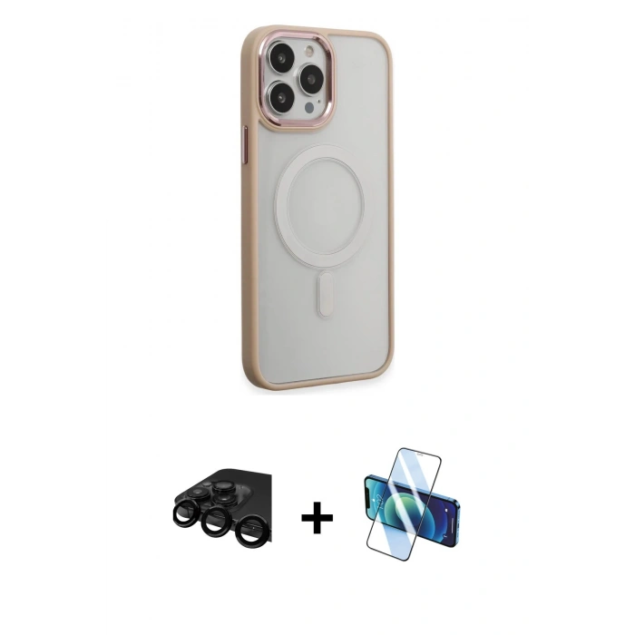 MARSİLYAN™- iPhone 15 Pro Max Kılıf Yankı Işık Özel Seri - Siyah 3D Antistatik Seramik Nano Ekran Koruyucu + Raze Metal Kamera Lens - SH