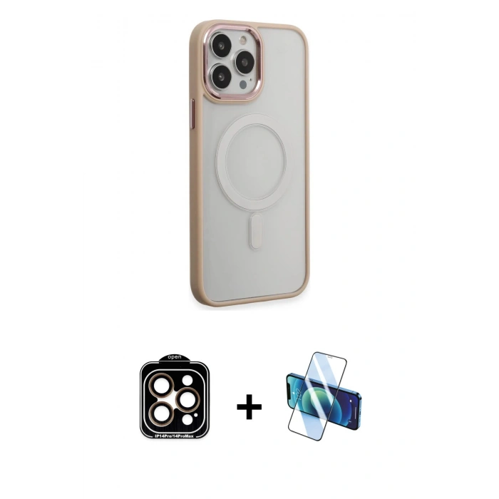 MARSİLYAN™- iPhone 15 Pro Max Kılıf Yankı Işık Özel Seri - Siyah 3D Antistatik Seramik Nano Ekran Koruyucu + PVD Metal Kamera Lens - TU